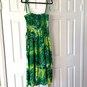 SHEIN tropical green smocked sundress
